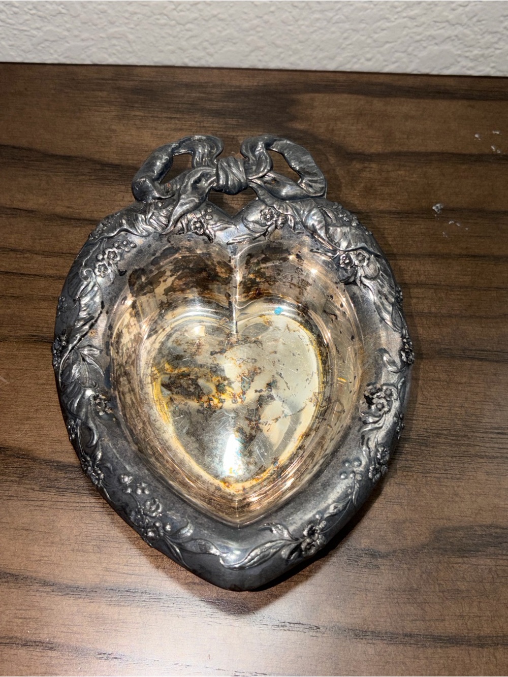 Reed & Barton vintage silverplate heart-shaped trinket dish